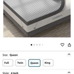 4” Queen Charcoal Bamboo Memory Foam Mattress Topper 