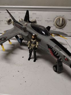 1986 G.I. Joe Conquest X-30 jet fighter with pilot action figure, Lt. Slip Stream,