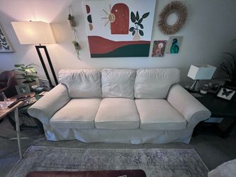 Beige slip cover couch - pick up only