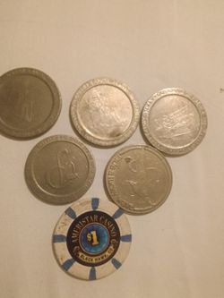 Casino Coins And One Chip Some Coins From 1989 And Other Dates Selling All For $20