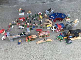 Vintage Wooden Train track accessories