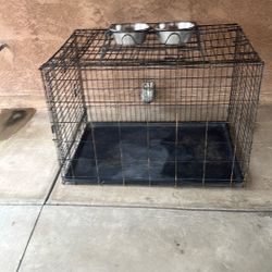 Dog Cage With Bowl 