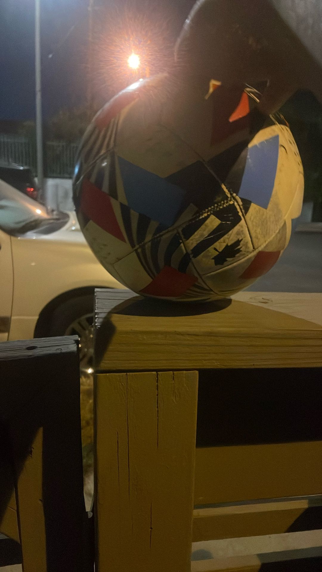 Soccer ball full inflated. Been used a couple of times.