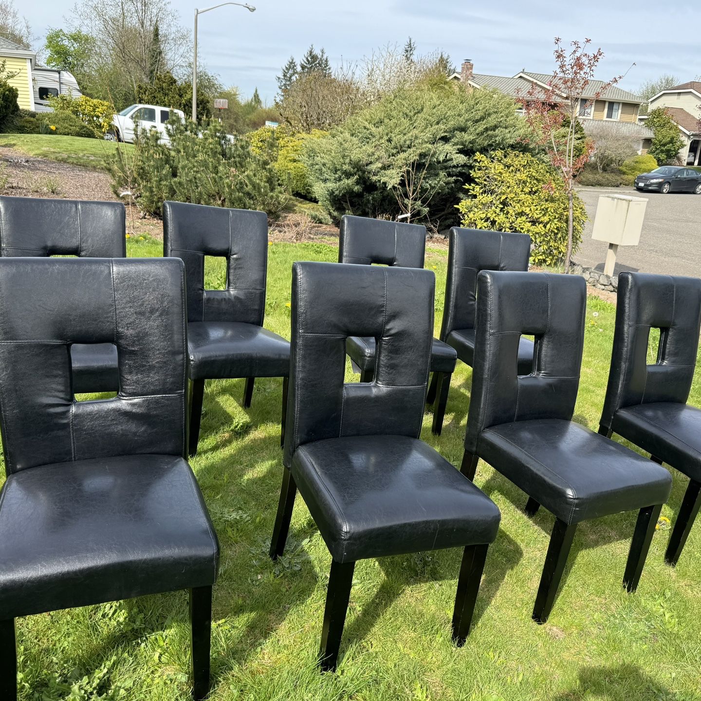 Black Leather Archstone Dining Chairs 