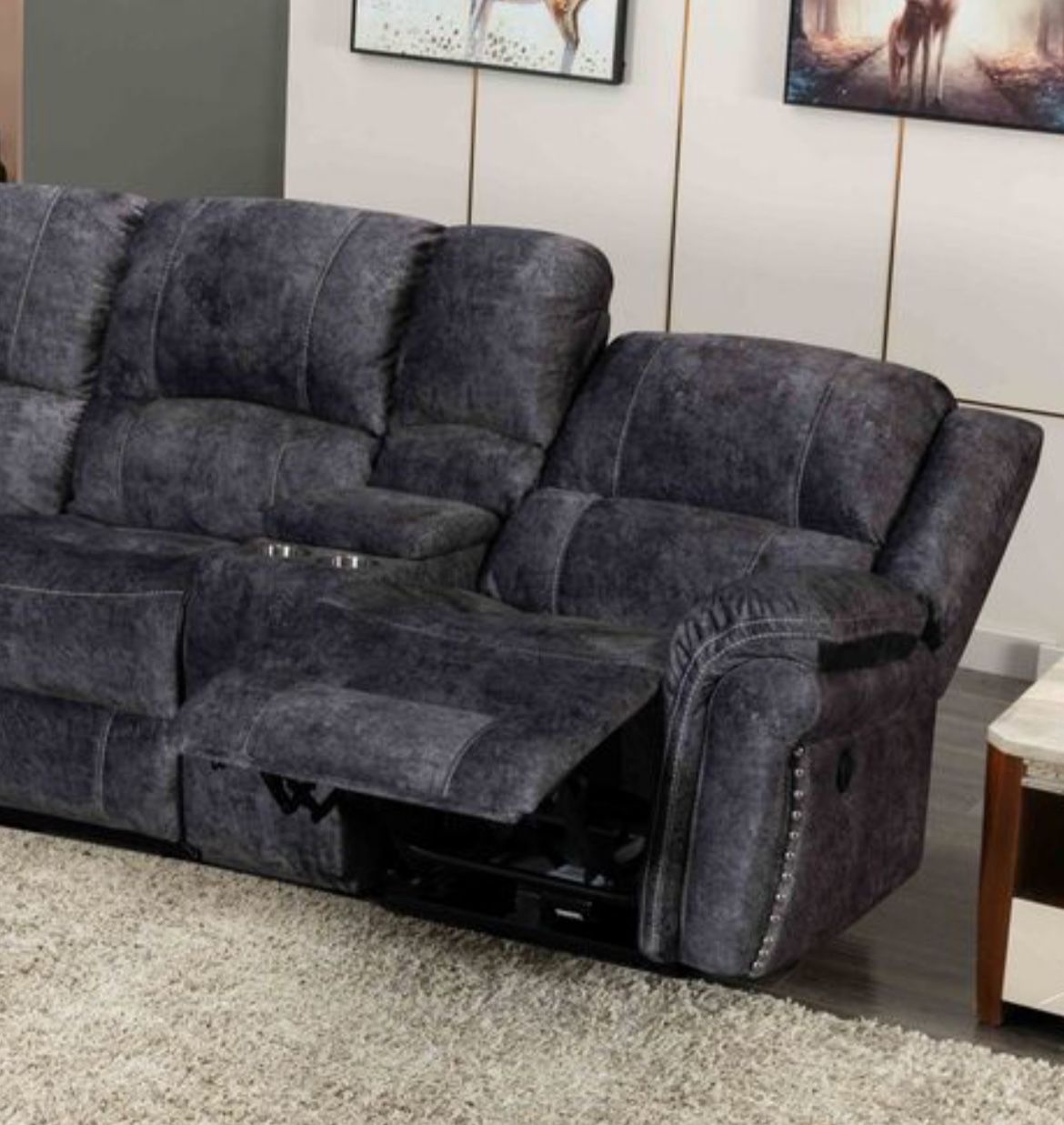 Grey Velvet Power Modular Recliners Sectional Sofa w/ USB Brand New In Box Firm Price $1299
