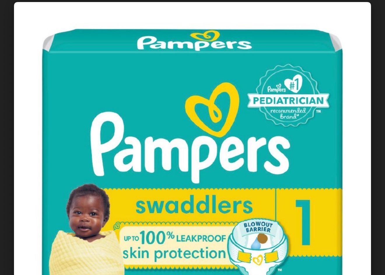 Size 1 Pampers diapers- 1 Sleeve Of 66 Diapers