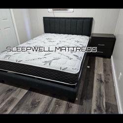 Queen Size Bed Frame With Pillow Top Mattress Included 