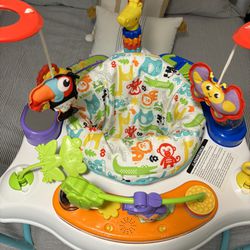 Fisher-Price Animal Activity Jumperoo  360 degrees of play and easily adjust to 3 different heights as your baby grows. With box and instructions .