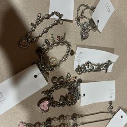 Lot of 5 Brighton Breast Cancer bracelets and 1 Y necklace 