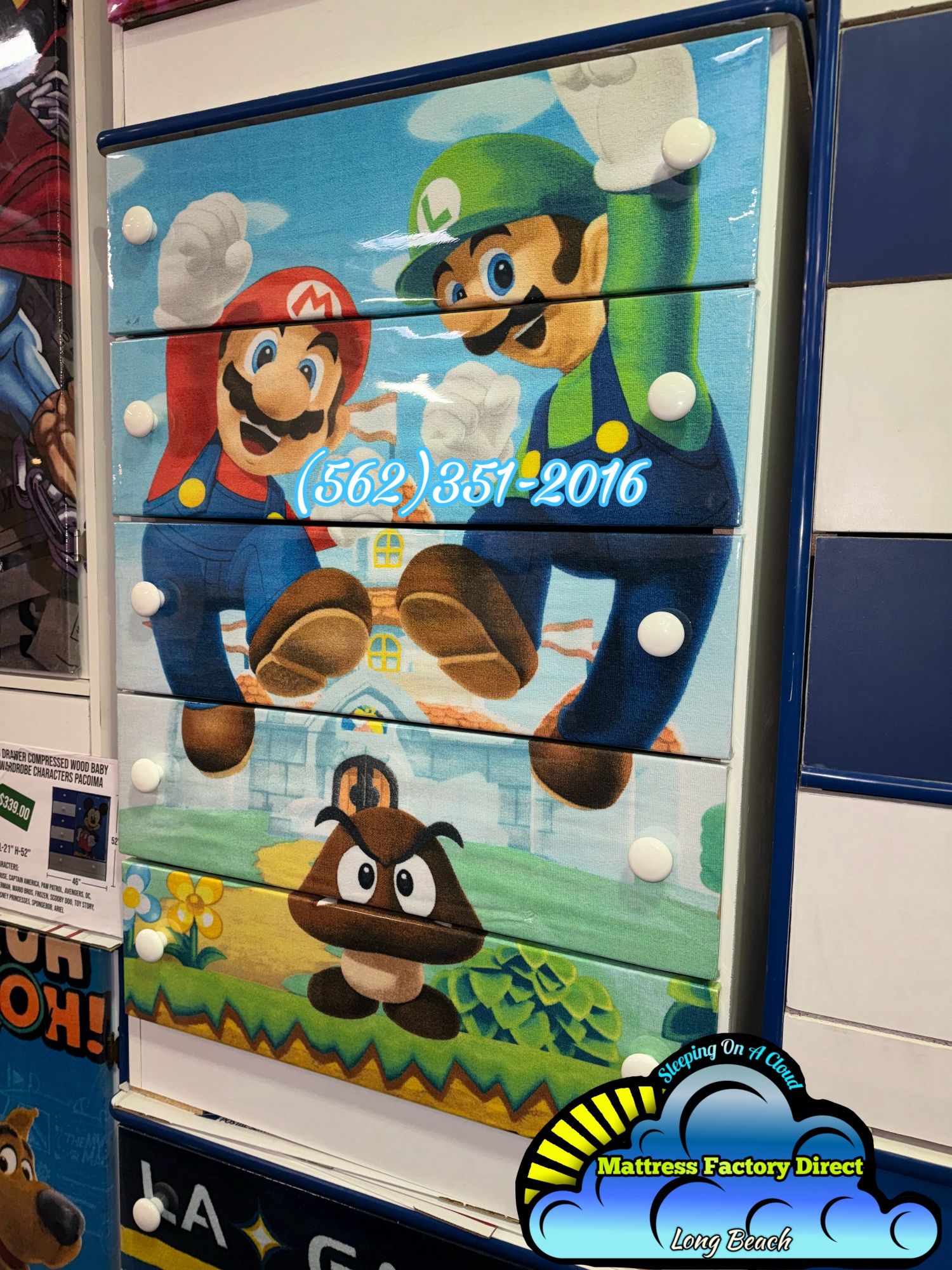 Mario Brothers Five Drawer Dresser Chest Cajonera Comoda