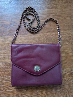 Monet Burgundy Leather Chain Strap Crossbody Bag