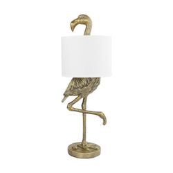 Creative Co-Op Flamingo Gold Resin Table Lamp with White Shade