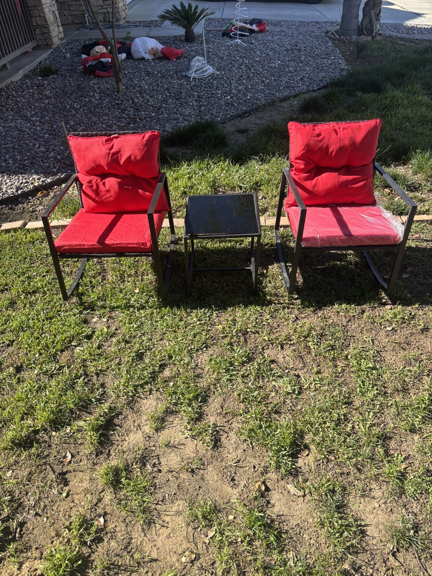 3 Piece Metal Rocking Chair Set Patio Furniture Outdoor Patio Furniture