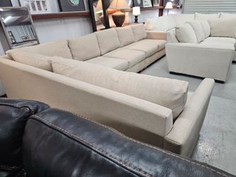 Large Beige Sectional Couch – Delivery Available