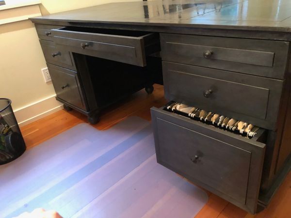 Restoration Hardware Annecy Metal Wrapped 68 Office Desk For Annecy Metal Wrapped 68 Office Desk