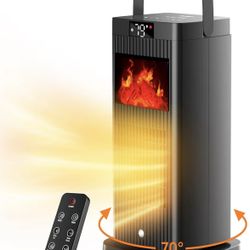 New Space Heater, ETL & UL Portable Space Heaters with Fireplace Flame Effect 1500W Oscillating Electric PTC Ceramic ECO Mode Temp Control Heater for 