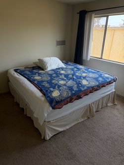 King Size Bed Frame (wooden, includes bed skirt)