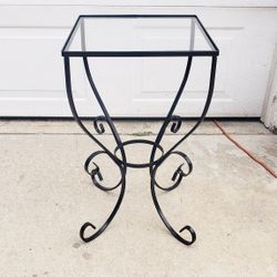 Vintage Wrought Iron Table With Glass Top