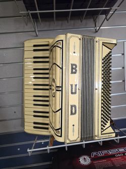 Vintage Piano Accordion with Rhinestone Lettering
