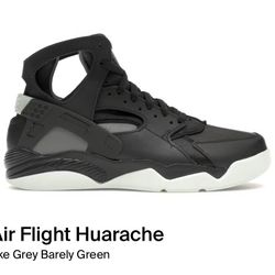 NIKE AIR FLIGHT HUARACHE DARK SMOKE GREY BARLEY GREEN FJ4839 001 SIZE 11.5