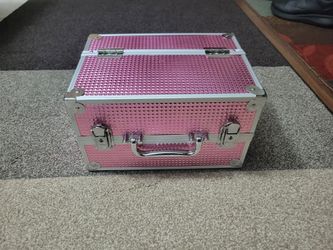 Pink Aluminum Makeup Train Case