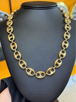 14k solid yellow gold Gucci Puffed Mariner Anchor 1CTW Natural Diamond Necklace 24” Chain 14mm