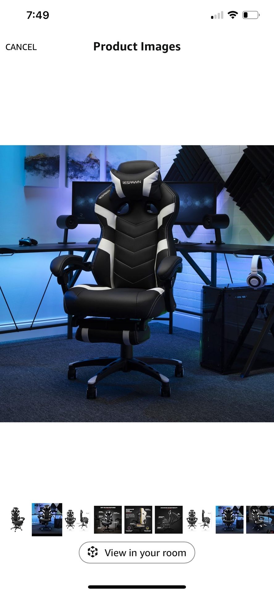 RESPAWN 110 Ergonomic Gaming Chair with Footrest Recliner - Racing Style High Back PC Computer Desk Office Chair - 360 Swivel, Adjustable Lumbar Suppo