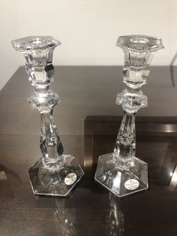 Crystal candle holders and crystal dish. Made in Slovakia. New, never used. Only $50 takes it all.