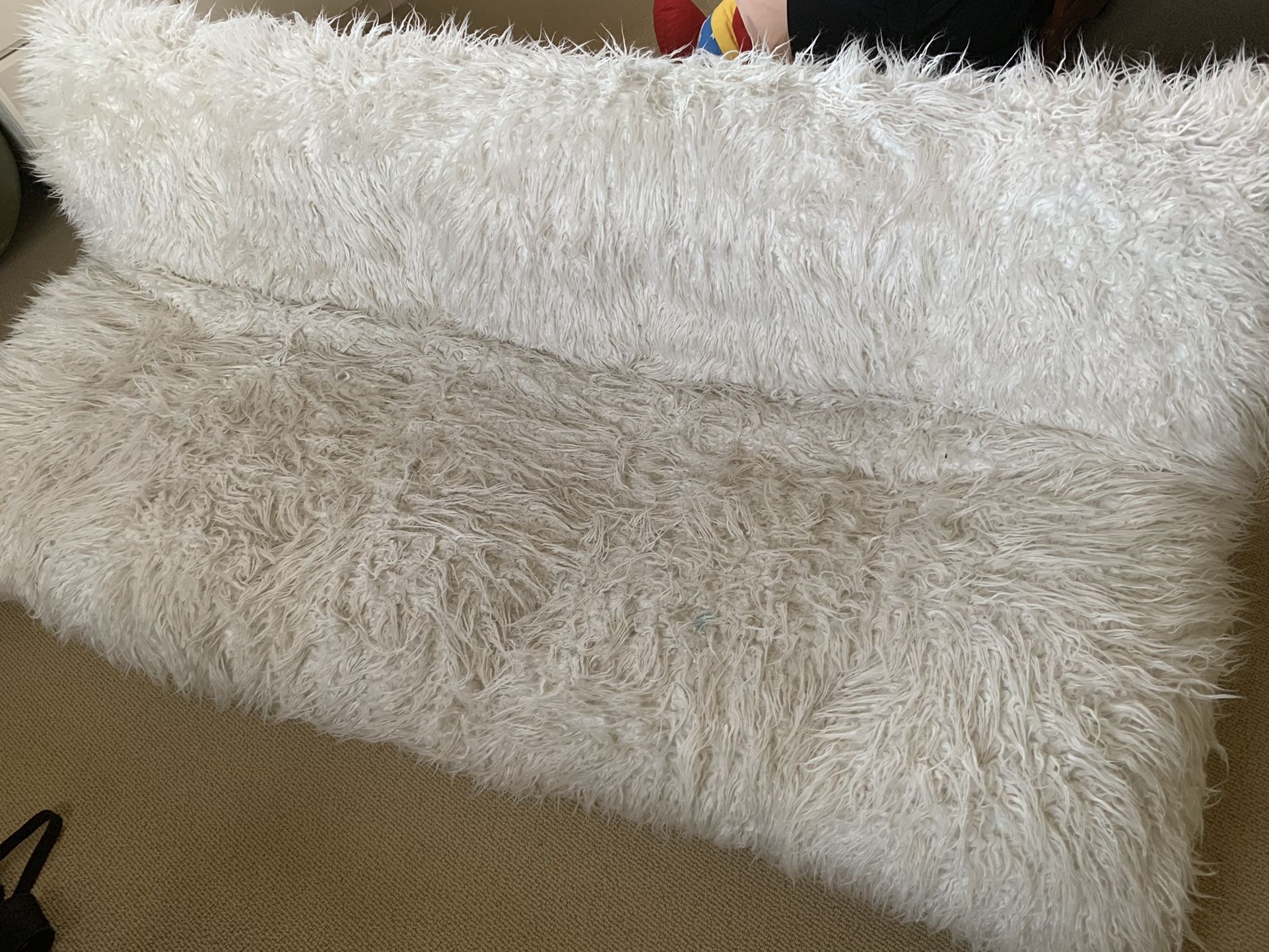 Pottery Barn Teen white furry flip floor sleeper