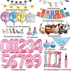 Dog Birthday Toy Set and Bandana, Puppy Birthday Party Decorations with Number 11 Balloons for Ages 1-21, Pump, Squeaky Gifts
