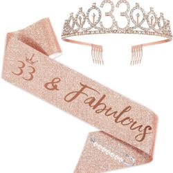 Birthday Crown 33 Birthday Topper Sash