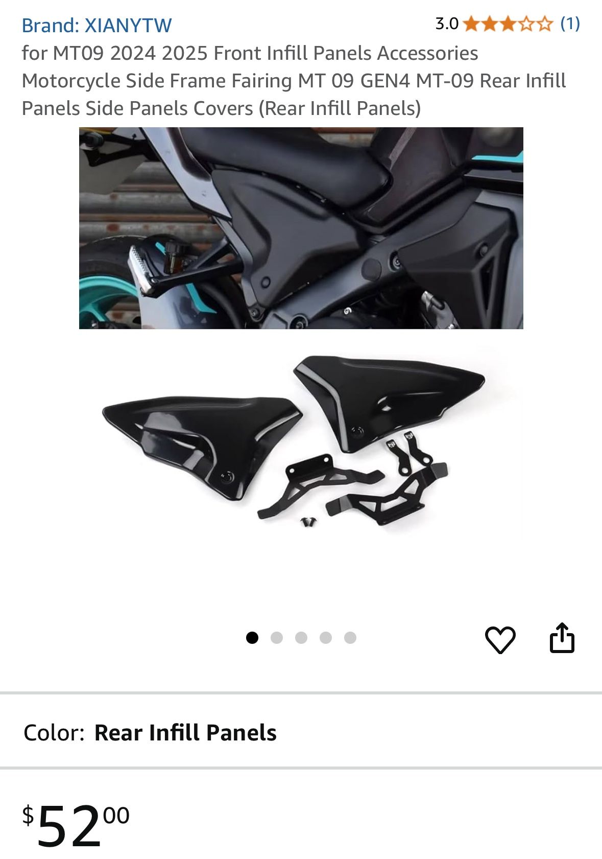 for MT09 2024 2025 Front Infill Panels Accessories Motorcycle Side Frame Fairing MT 09 GEN4 MT-09 Rear Infill Panels Side Panels Covers (Rear Infill P