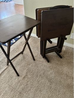 Wooden TV tray set
