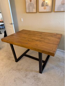 52" Rustic Solid Wood Dining Table