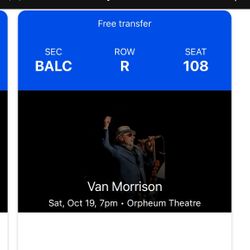 Van Morrison Ticket For 10/18
