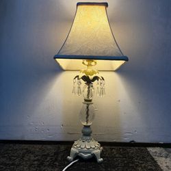 Crystal Lamp Mcm Stone Base Hanging Prisms Works