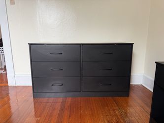 Black 6-Drawer Dresser & Nightstand Set