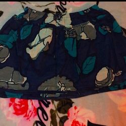 Navy Blue Abstract Flower Skirt