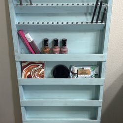 Handmade Wooden Rustic Makeup / Nail Rack. 