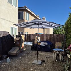 9" FT Market Umbrella Patio Color: Black And White Base Not Included 