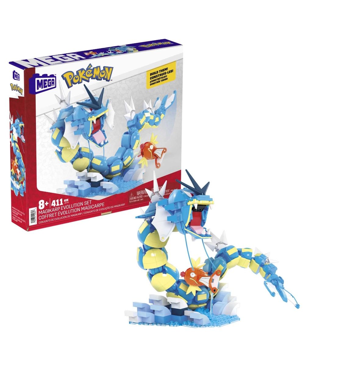 🔥NEW🔥 MEGA Pokémon Magikarp Building Toy Kit with 2 Action Figures for Kids, 411 Piece