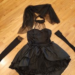 Black Dress All Occasions ~Halloween Costume Black Bride Size S Comes With Gloves And Veil