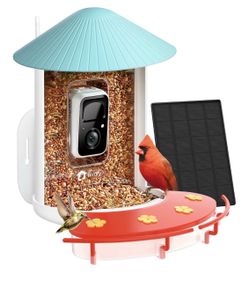 Smart Hummingbird Feeder with Camera, Auto Capture Bird Videos & Birdwatching Up-Close, 2 in 1 Feeders Attract More Hummingbirds