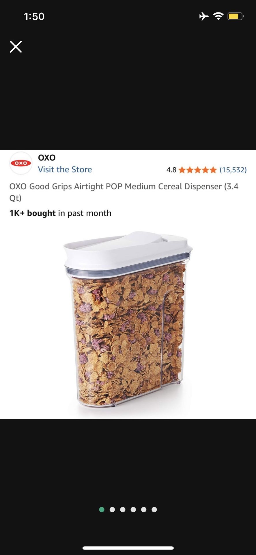  OXO Good Grips Airtight POP Medium Cereal Dispenser (3.4 Quart)