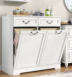 🚨 Deliverable Today- NEW (two 15 gal.) Double Tilt Out Laundry/Trash Can Cabinet 30 Gallon (fits two 15 gallon)