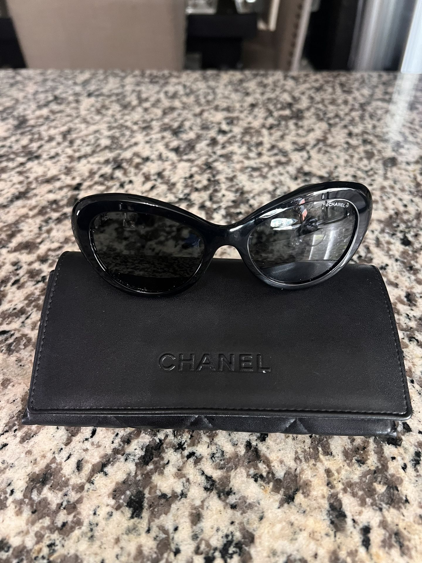 CHANEL Square Pearl Acetate Sunglasses