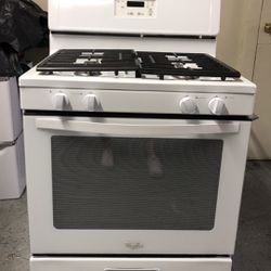 Whirlpool Gas Stove 30”Wide In White With Heavy Duty Grates