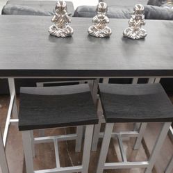 Black Counter Height Table With 4 Stools 