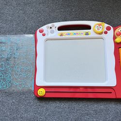 Used Anpanman Magnetic Drawing Board, with 2 plastic templates Missing Part