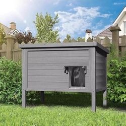 Cat House Feral Cat Enclosure 100% Insulated All-Round Foam Weatherproof Solid Wood Large Size for Multiple Felines 34.5" L*21.5" W*27.2" H